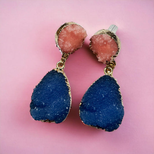 Druzy Drop Blau-Rosa